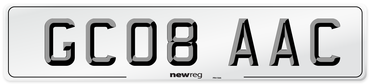 GC08 AAC Number Plate from New Reg